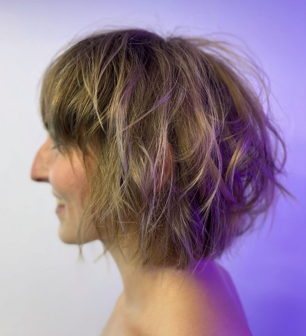 Tousled Choppy Medium Bob with Bangs